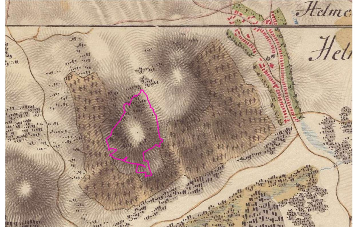 Obr. 15: Zobrazenie stavu CHA Veľký kopec v roku 1785.