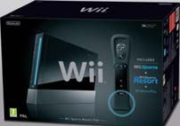 KDO SI HRAJE NEZLOBÍ Wii Konzole Nintendo Wii Black Sports Resort Limotovaná edice konzole Wii v černé barvě v balení s černým WiiMotem, Nunchukem, novým příslušenstvím Wii MotionPlus, ochraným