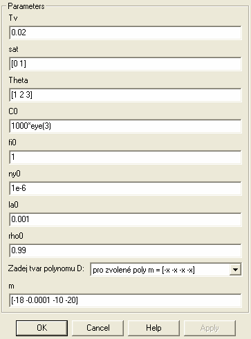 Obr. 9 Volitelné parametry regulátoru Jednotlivé parametry z menu regulátoru jsou popsány v následující tabulce. Tabulka je pouze informační, neboť pro různé regulátory se toto menu liší.