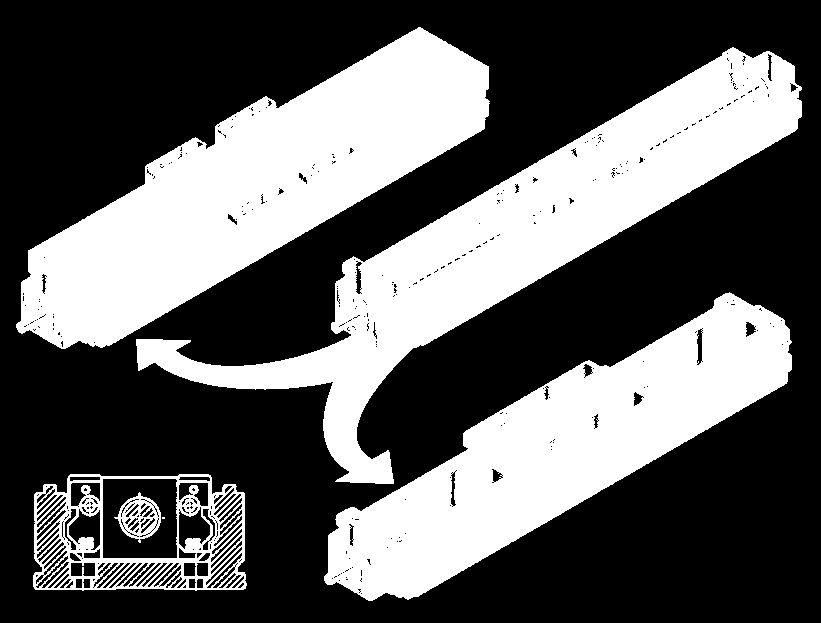 Přesné moduly Linearní modul s ocelovým tělesem s vysokou přesností Vysoká dynamická a momentová únosnost Vysoká