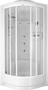 3. Hydromassagebox HYDRO STEAM Beschreibung der funktionsteile: 1 - Beleuchtung 2 - Handdusche 3 - Ablagebord 4 - Boxensitz 5 - Thermostatische Batterie 6 - Batterieumschalter 7 - Abflusskomplett mit