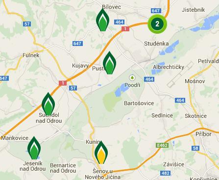 Obrázek č. 28: Bioplynové stanice na území MAS Regionu Poodří Zdroj: Česká bioplynová asociace GBA, <http://www.czba.cz/mapa-bioplynovych-stanic/> Legenda: Viz. příloha Tabulka č.