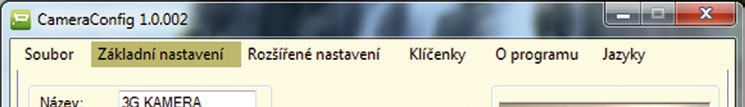 Popis programu CameraConfig Před spuštěním programu CameraConfig nejdříve připojte 3G kameru, poté spusťte program.