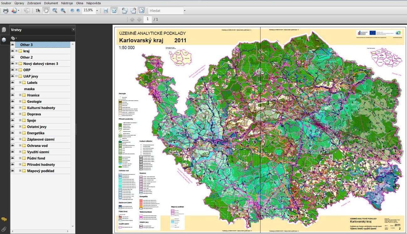 Příloha č. 1 Jak používat strukturovaný výkres formátu PDF Pro účely zobrazení územně analytických podkladů v elektronické podobě je využito vrstev souboru ve formátu PDF.