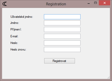 2.4.1 Registrace a přihlášení Po spuštění klientské aplikace se zobrazí formulář k přihlášení. V něm je nutné vyplnit správné uţivatelské jméno a heslo.