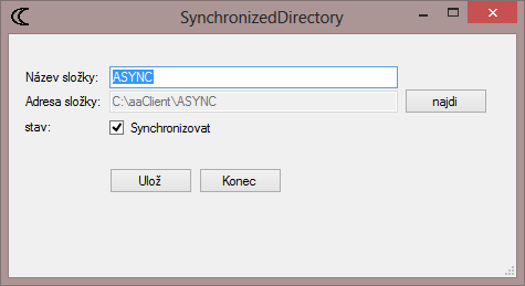 Obrázek 24 Změna synchronizované složky Zdroj: vlastní Všechny synchronizované adresáře jsou zobrazeny v aplikaci na záloţce synchronizace.