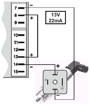 Elektrické připojení 7 8 di2/3, napájení 2-vodičového převodníku 6 Napájení převodníku z OUT3 Volitelná výbava a Pokud se využívá zdroj pro dvouvodičový převodník a současně OUT3 jako univerzální