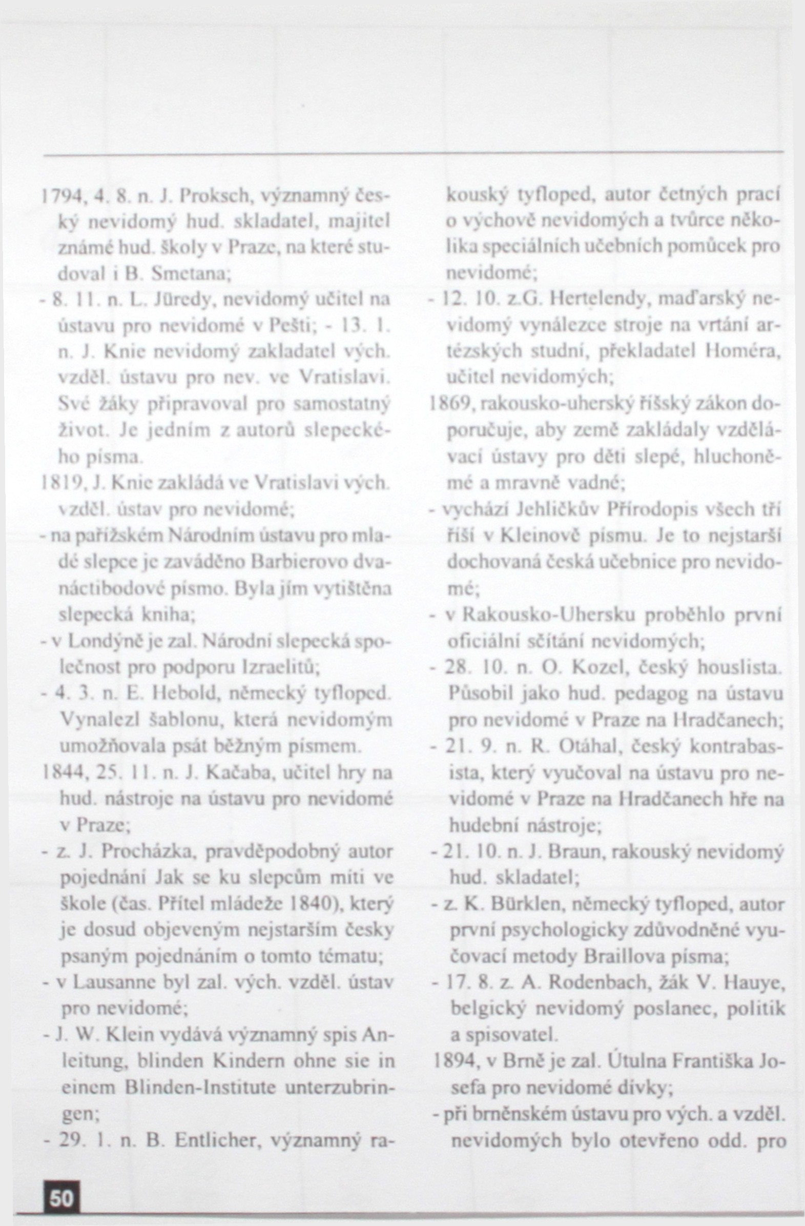 1794. 4. 8. n. J. Proksch, významný český nevidomý hud skladatel, majitel známé hud. Školy v Praze, na které studoval i B Smetana, -8 11. n. L. Jüredy.