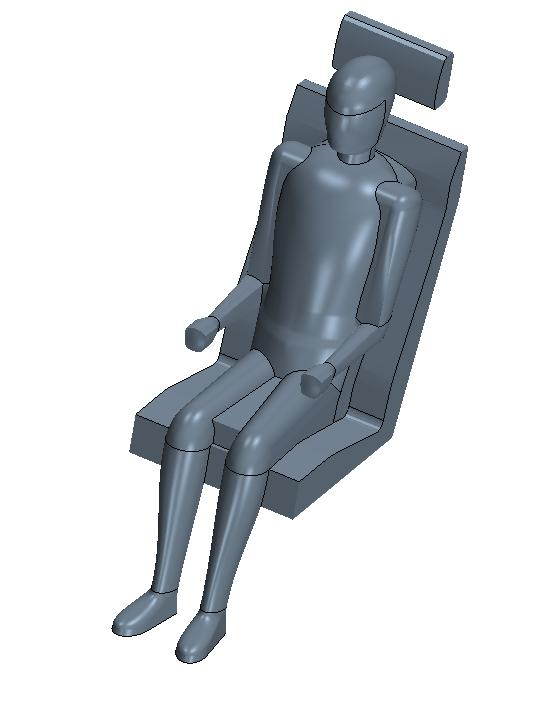 Kapitola 11 - Optimalizace prostředí Geometrie figurín Geometrie člověka sedícího na sedadle, byla v modelu reprezentována figurínou se zjednodušenou geometrii.