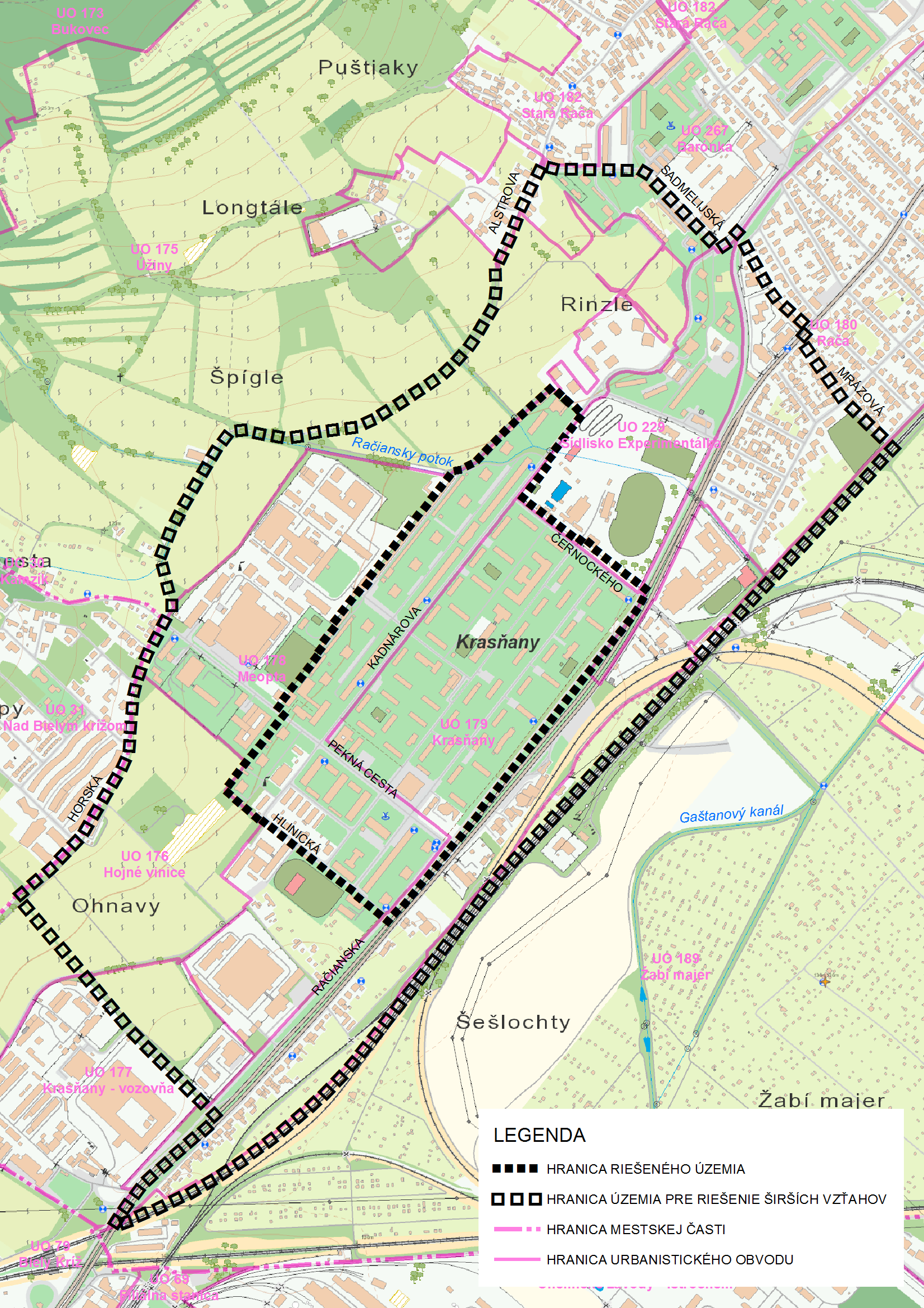 Schéma 1 Vymedzenie riešeného územia a územia pre riešenie širších vzťahov 1 1 Podkladová mapa: