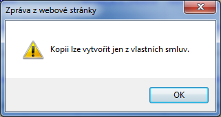 5.7.2 Kopie smlouvy Odkazem Kopie smlouvy v přehledu smluv se zobrazí detail zvýrazněného záznamu o smlouvě s možností editace nezbytných údajů původní smlouvy a následného uložení nové smlouvy.