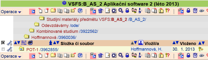 Kombinované studium Aplikační software 2 stránka: 5 z 6 NEJČASTĚJŠÍ OTÁZKY JAK A KAM MÁM VLOŽIT VYŘEŠENÝ POT? odevzdávárna 1) Vypracujete POT č.