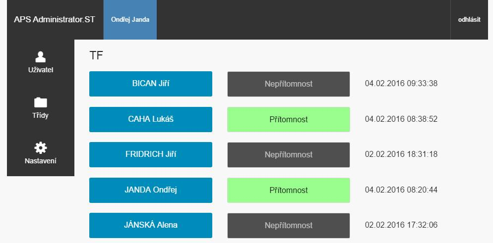 Obdobná data jsou zobrazena, když učitel nebo administrátor zobrazí data vybraného uživatele. 7.
