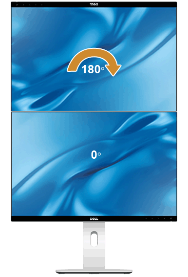 Nastavení dvou monitorů Schopnost otáčení o 90 ve směru hodinových ručiček, o 90 proti směru hodinových ručiček a obrácená montáž (180 ) umožňují umístit nejtenčí okraje každého monitoru vedle sebe