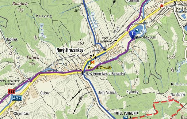 Obrázek 6: Cyklostezka Bečva- Stanoviště monitoringu: - Nový Hrozenkov, GPS souřadnice Loc: 49 2'34.259"N, 18 12'55.