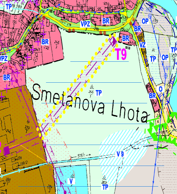 rámci dokončovaných komplexních pozemkových úprav k.ú. Smetanova Lhota. pozemek parc. č. 817/3 a 822/3 k.ú. Smetanova Lhota ( výřez koordinačního výkresu ÚP) Podle současně platného ÚP Smetanova Lhota je pozemek p.