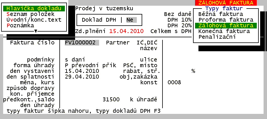 Vydané faktury 17.2 