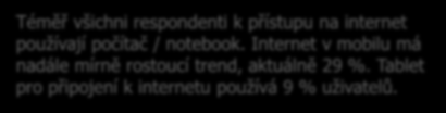 Přístup na internet 120% Zařízení, na kterých používáte internet ZÁKLAD: Respondenti 10+ využívající internet n=2003 (květen 12), n=2017 (říjen 12), n=1892 (únor13), n=1916 (květen 13), n=1965 (říjen