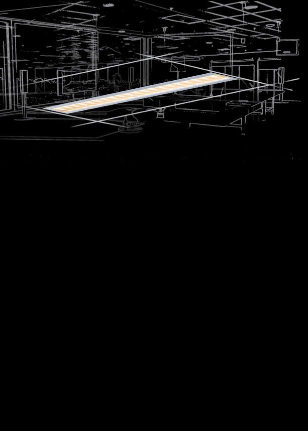 MODUL Vestavné lineární LED svítidlo (kazetový podhled) Svítidlo MODUL je možné aplikovat v administrativních budovách, prodejnách a dalších objektech se sníženým stropním podhledem.