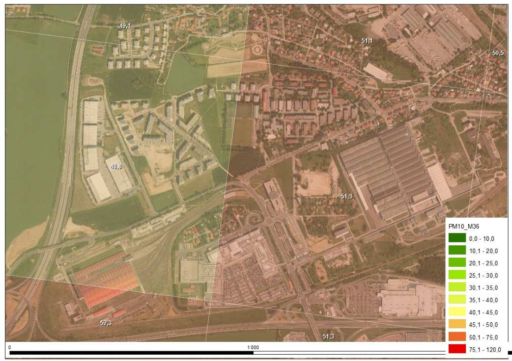 Průměrná roční koncentrace NO 2 (µg.m -3 ) ČHMÚ Praha 2009-2013 Průměrná roční koncentrace PM 2,5 (µg.