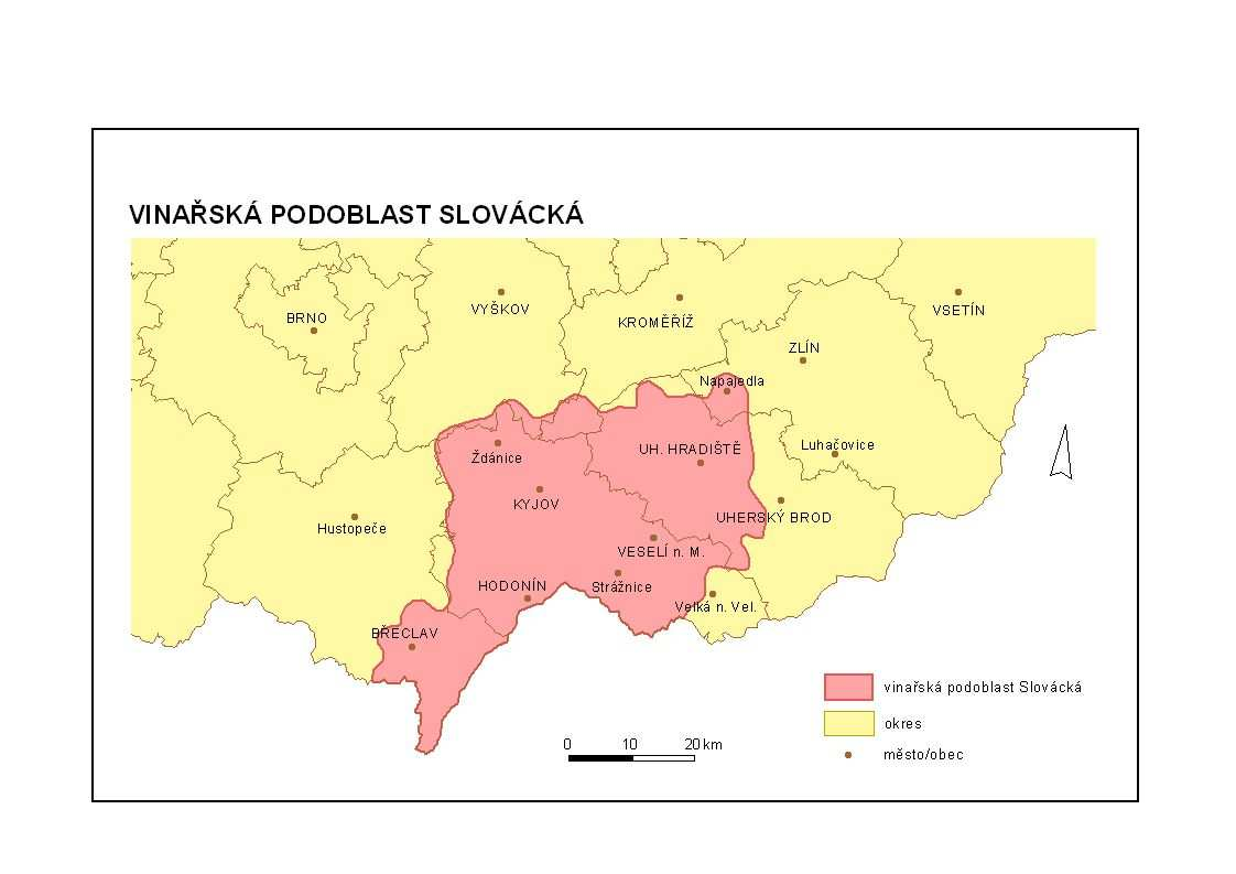 Obr. 10: Vymezení sokolské župy Slovácké podle působnosti