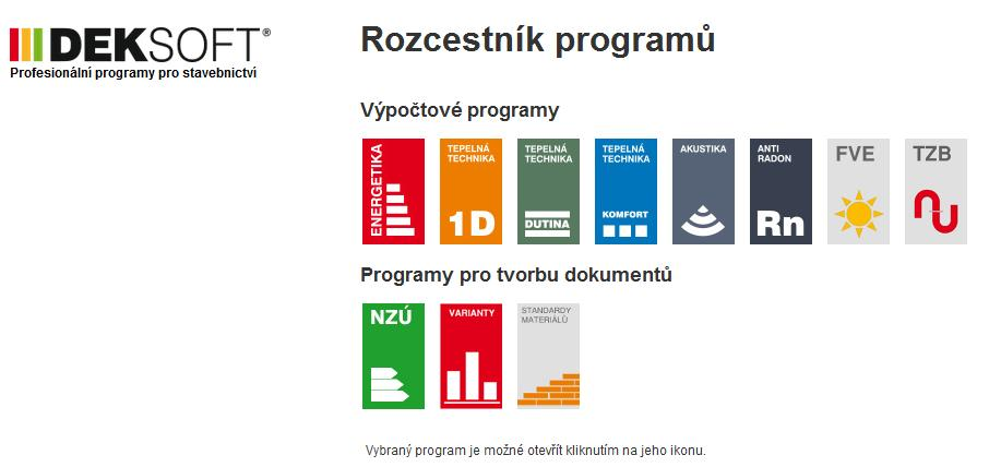 Spuštění programů Otevře se rozcestník programů