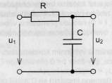 Obr. 3 Derivační článek Po dobu trvání impulsu (temeno impulzu) se C nabíjí proudem i 1 a napětí na něm exponenciálně narůstá s časovou konstantou τ = RC (τ-čti,,tau ) až dosáhne hodnoty U 1.