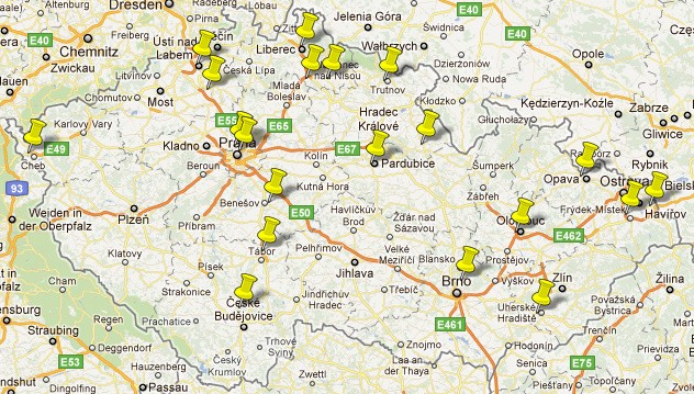 Centra regionální historiografie Brno Opava Český Těšín Frýdek-Místek Olomouc Uherské Hradiště Praha Benešov (Vlašim)