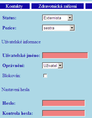 Obr. 31: Zadání nového kontaktu 1.