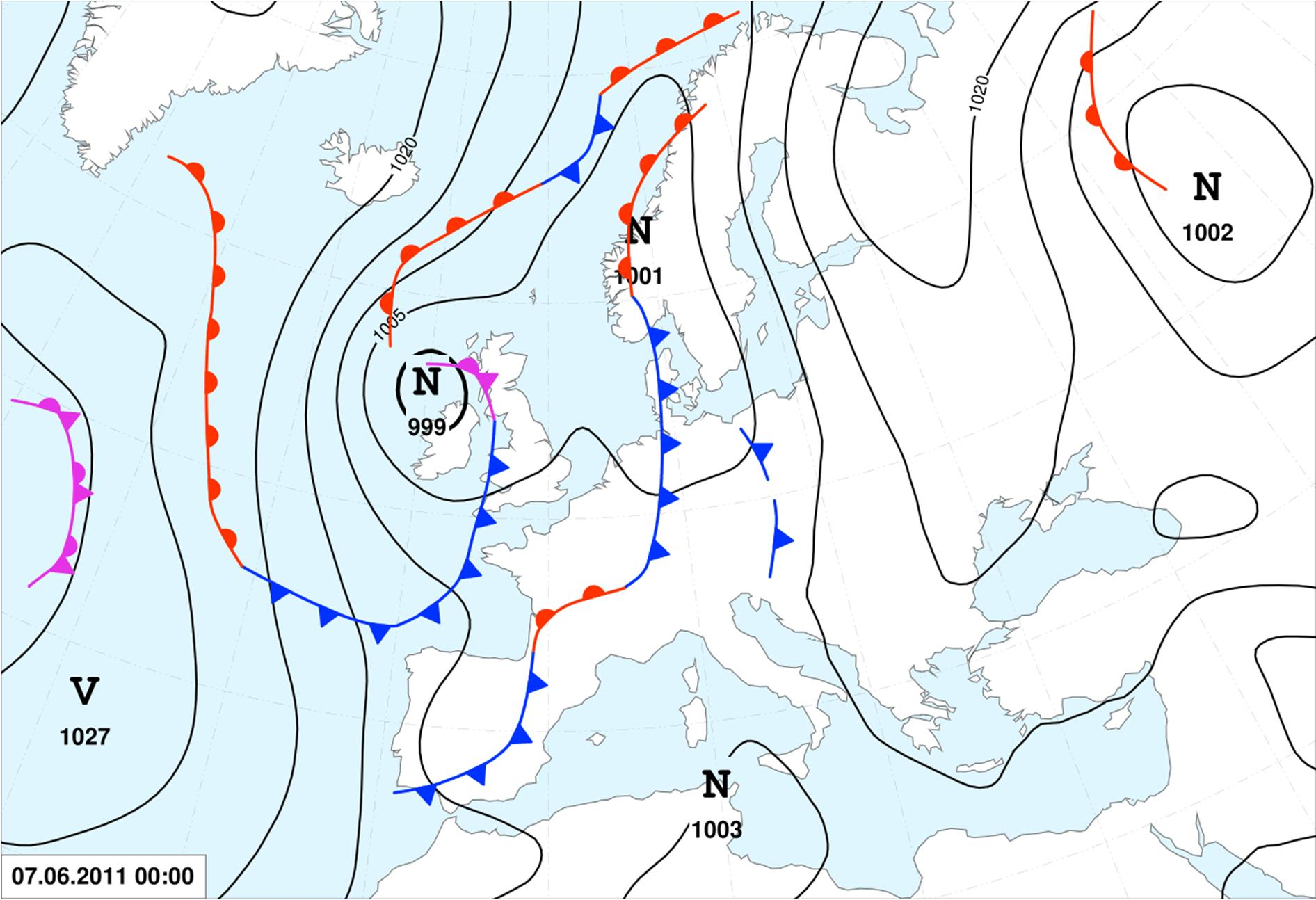 1. Meteorologická situácia v prvej júnovej dekáde 2011 Od 5.6. do 7.6. sa nad vnútrozemím Európy nachádzalo nevýrazné tlakové pole.