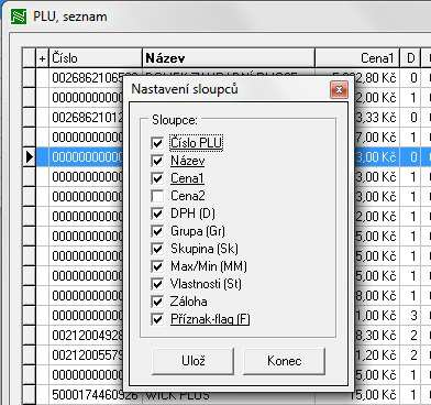 Údržba souboru PLU 1. Základní charakteristiky V tomto menu se pořizují karty jednotlivých artiklů v pokladně. Vlevo je seznam všech položek, v pravém formuláři jsou detaily vybraného záznamu. 2.