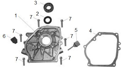 Kryt klikové skříně Pozice Objednací číslo Název Name Ks 1 710003001 Kryt klikové skříně Crankcase cover 1 2 710003002 Gufero 25x41,25x6 Oil seal 25x41,25x6 1 3 6205 Ložisko 6205