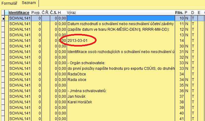 3) Najděte řádek označený ve sloupci P.tis. číslem 34 a zvolte volbu Oprava. POZOR, řádky s číslem 34 jsou dva.