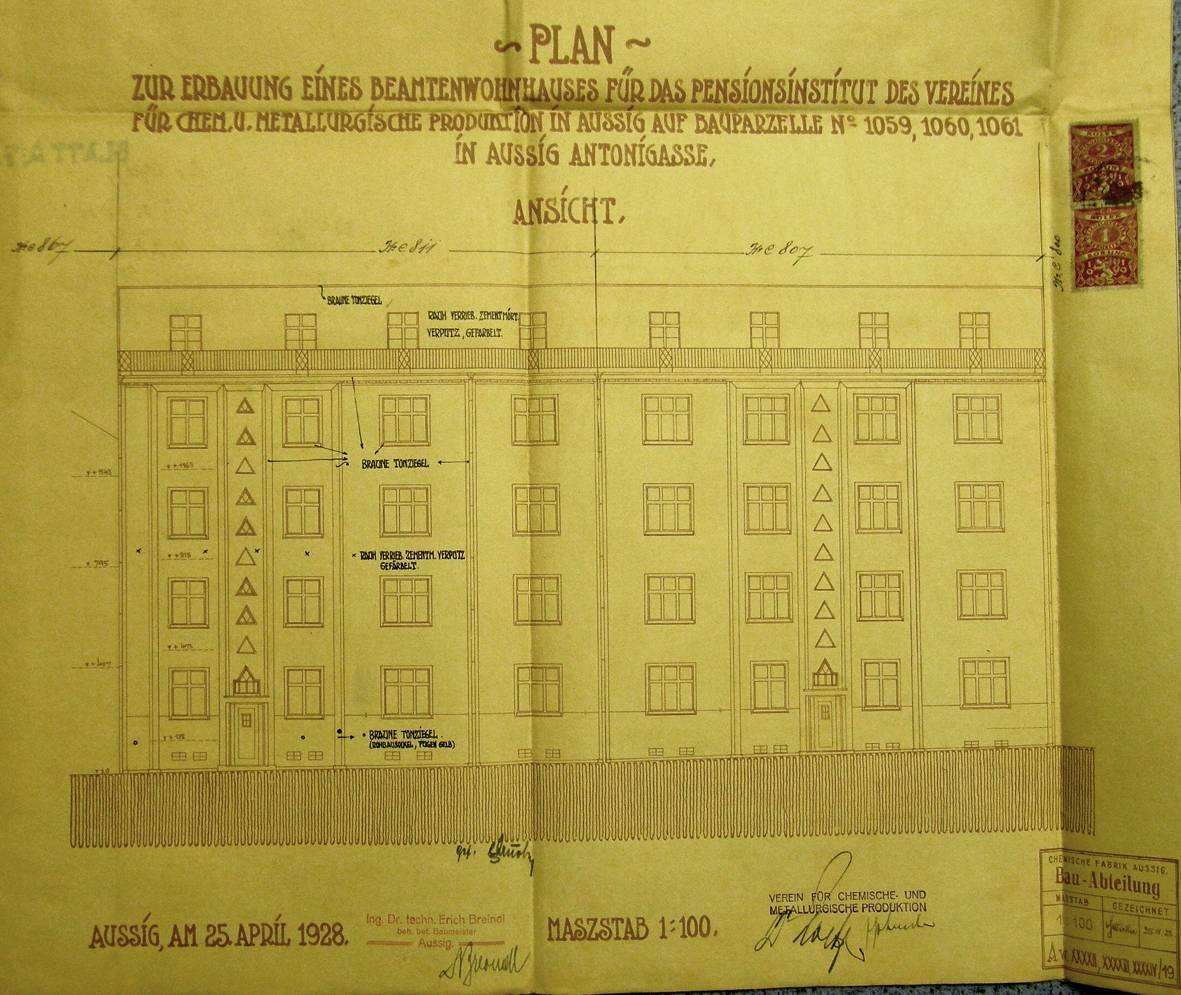 dobová dokumentace - půdorys přízemí zdroj: spisový meziarchiv města Ústí n. L.