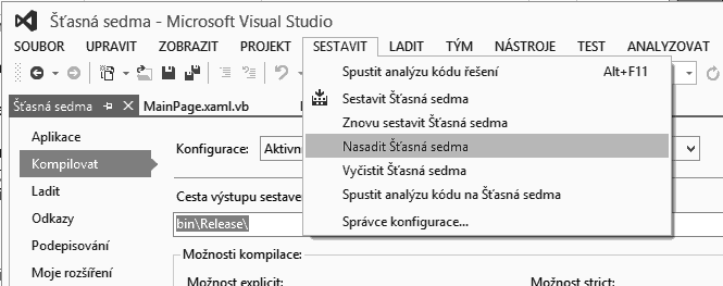 96 Část I Úvod do vývoje v prostředí Visual Studio Visual Studio nasadí aplikaci lokálně, neboť na panelu nástrojů Standardní (Standard), hned vedle tlačítka pro spuštění, je vybráno Tento počítač