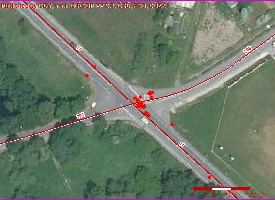 Tab. 1 Křižovatka silnic I/11 a II/298 nehodovost od 1. 1. 2011 do září 2012 Obr.