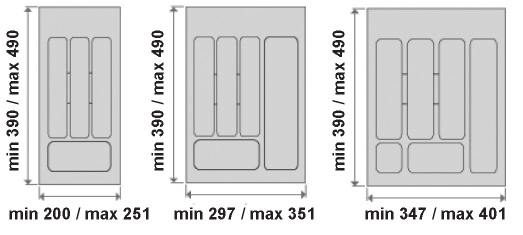 Príborníky, typ 770, 772, 773, 774, 776, 780 Príborníky ALU metalic