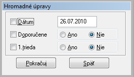 Popis služieb. Nový služba umožňuje pridať nový záznam. Oprava služba umožňuje opravovať záznam. Zrušenie služba umožňuje zmazať záznam. Tlač služba umožňuje tlačiť dve zostavy: 1.