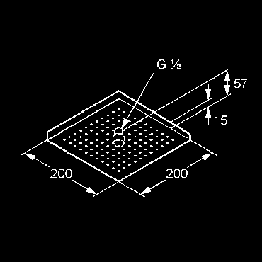 200 x 200 mm s rýchlo čistiacim mechanizmom proti usádzaniu vodného kameňa s guľovým kĺbom prípojka G 1/2 bez sprchového