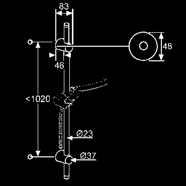 A-QA v sprchový set 3S L = 1100 mm flexibilná nástenná tyč s bežcom konzolové variabilné ukotvenie do 1020 mm KLUDI A-QA s