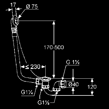zápachovým uzáverom 2 ohybné kolená 50 mm výška uzatvárania vody s akrylátovou ružicou a jednoduchou zátkou podľa DIN EN 274 chróm-nikel 2113035-00