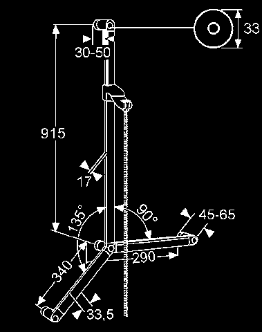 KLUDI MEDI CARE KLUDI SIRENA CARE bezbariérová sprchová tyč L = 900 mm integrovaný držiak (dĺžka rukovätí: 90 = 250 mm, 45 = 300 mm), ľavo- a pravostranná montáž 50 mm vyloženie upevňovacia sada so