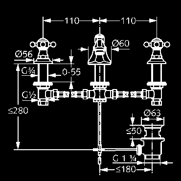 vyloženie 145 mm chróm mosadz 510460520 510464520 683,77 838,56   vyloženie 150 mm chróm mosadz 510430520 510434520