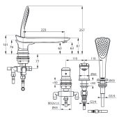 okrajová montáž trieda prietokového množstva DB s-pointer Cache-perlátor M 24 x 1 automatický prepínač sprcha/vaňa poistka proti spätnému
