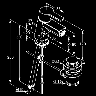 KLUDI LOGO NEO BIDET KLUDI LOGO NEO bidetová jednopáková batéria DN 8 trieda prietokového množstva Z s-pointer Eco-perlátor M 24 x 1 odpadová súprava G 1 1/4 flexibilné prípojky s