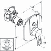 BOXX 88011 automatický prepínač sprcha/vaňa trieda prietokového množstva DC bez sady pre hrubé zabudovanie poistka proti spätnému nasatiu vody podľa DIN EN 1717 P-IX 19310/ICB KLUDI MX/KLUDI OBJEKTA