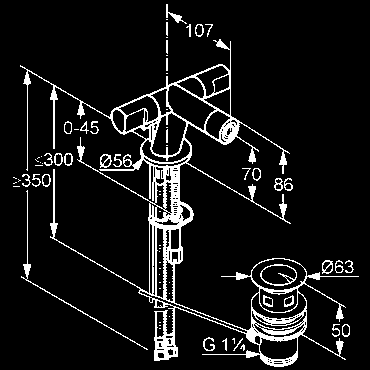 guľový kĺb Cascade-perlátora M 24 x 1 keramické vršky 90 odpadová súprava G 1 1/4