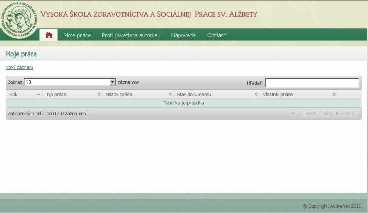 1. Vytvoríme nový záznam s príslušnými údajmi. Položka Nový záznam slúži na vytvorenie nového záznamu - práce. Kliknutím na túto položku, sa zobrazí nižšie uvedený formulár (Obrázok č.3a,b).