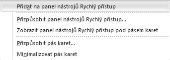 Možnosti aplikace Word Panel nástrojů Rychlý přístup (Soubor Možnosti). Zobrazené dialogové okno je rozděleno na dvě části.