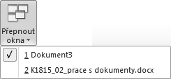 Kapitola 2 Práce s dokumenty Důležité: Příčku není možné použít v případě zobrazení Čtení na celé obrazovce. Tlačítko Přepnout okna (obrázek 2.